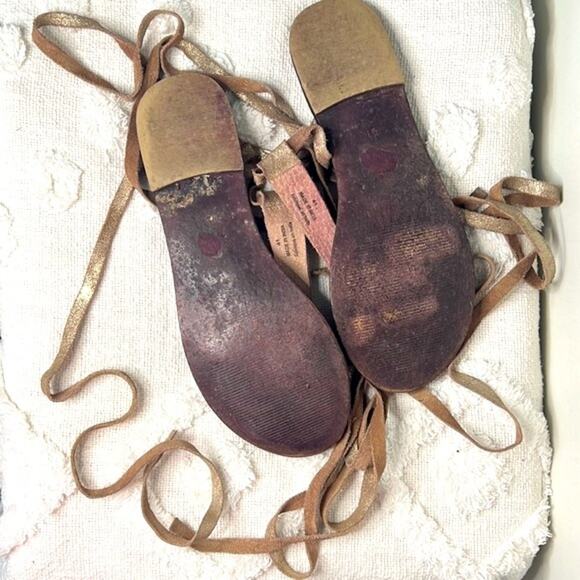 Free People Dahlia Lace Up Metallic Leather Gladiator Sandals Size 9.5 - Picture 13 of 13